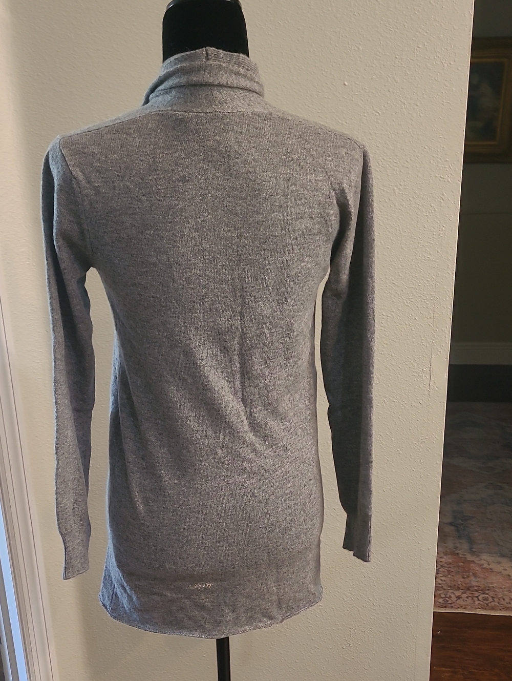 Maison Cashmere Pur Light Gray Open-Front Longline Cardigan Made In Italy Small - Picture 5 of 10